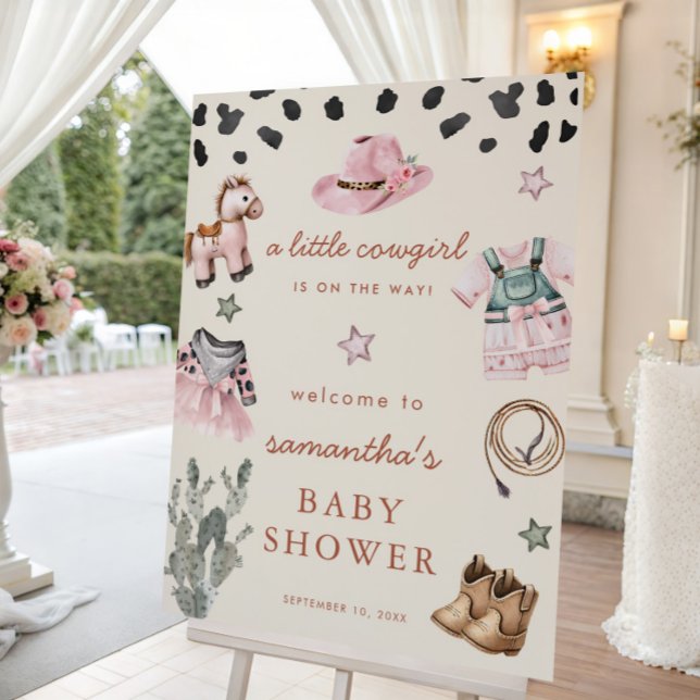 Poster Pequena Cowgirl está indo chá de fraldas bem-vinda (Criador carregado)