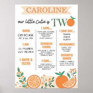 Poster Pequena Cutie Laranja segundo aniversário Mileston