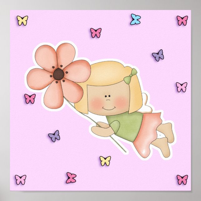 Póster Pequena Fada com Flor (Frente)