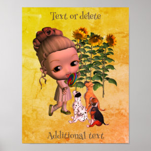 Poster Pequena Garota Lollipop E Cachorros Personalizados