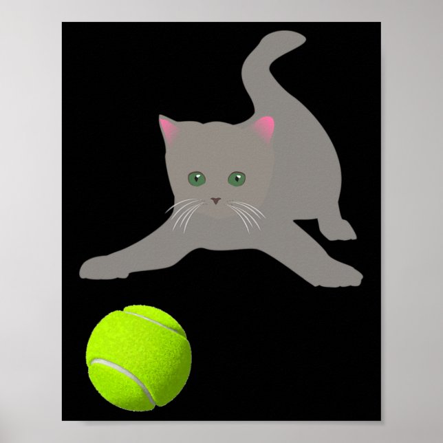 Poster Pequena Gatinha Brincando Com Um Gato De Tênis (Frente)