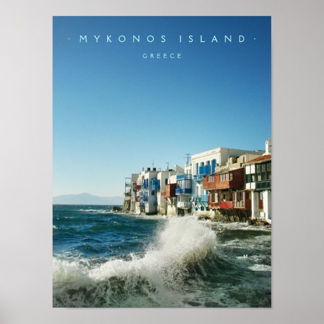 Póster Pequena Grécia de Veneza da Ilha Mykonos (Frente)