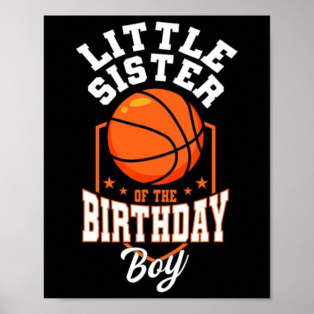 Poster Pequena Irmã Do Tema Bysketbyll Do Aniversário (Frente)