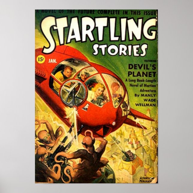 Póster Pequena nave espacial Vermelha (Frente)