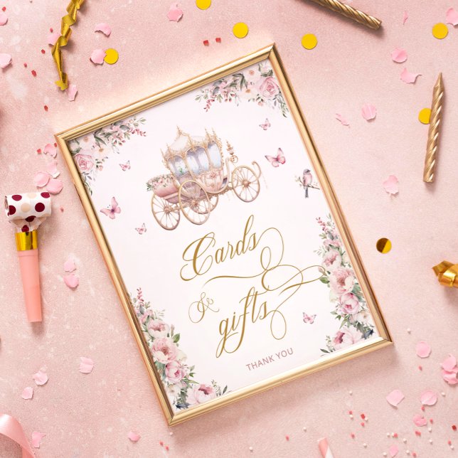 Poster Pequena Princesa Blush - Cartões Florais Rosa e Pr (Criador carregado)