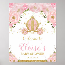 Poster Pequena Princesa Carruagem Cor-de-Rosa Rosa Bem-vi
