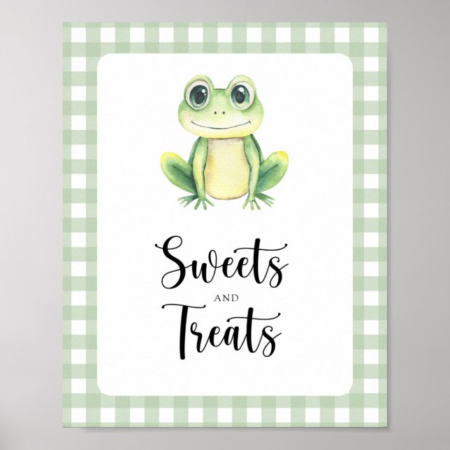 Poster Pequena rã - doces e guloseimas para o chá de bebê (Frente)