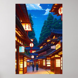 Poster Pequena rua japonesa à noite