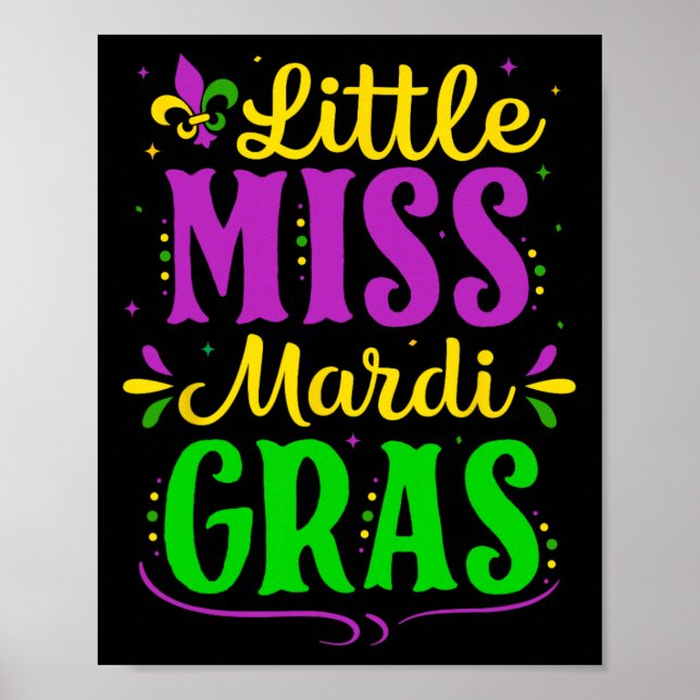 Poster Pequena Senhorita Mardi Gras Jester Encaixe Menina (Frente)