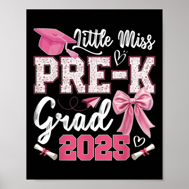 Poster Pequena Senhorita Pré-k Formando 2025 da Pré-escol (Frente)