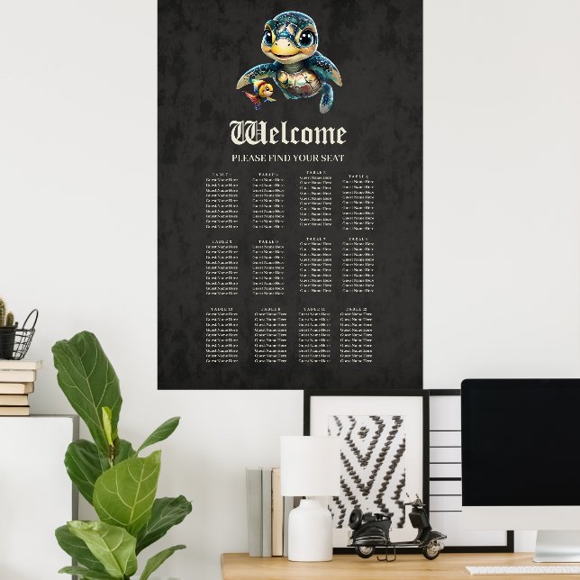 Poster Pequena tartaruga marinha explorando com sua amiga (Escritório em casa)