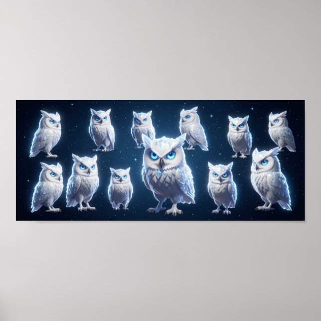 Poster Pequenas corujas brancas ++ (Frente)