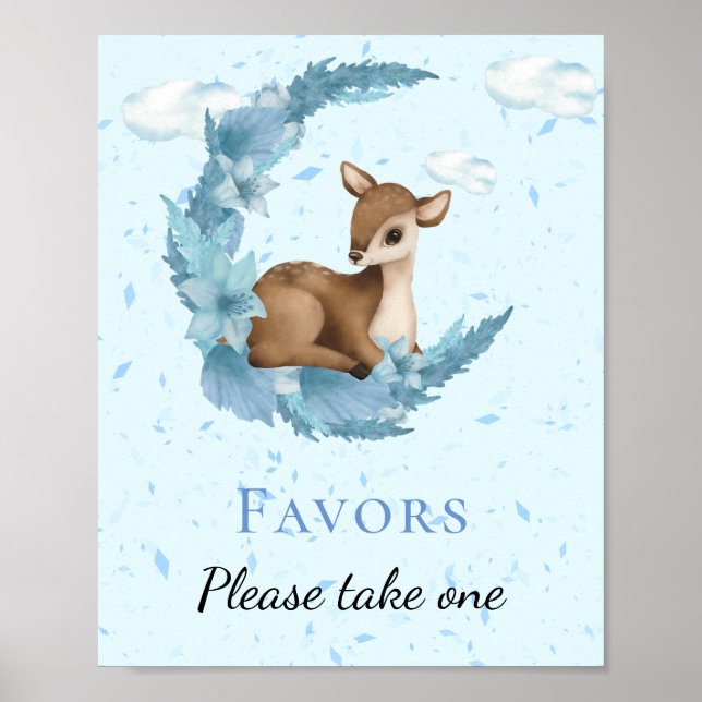 Poster Pequenas Flores Azuis Bambi Nuvens Favoritos à Poe (Frente)