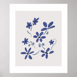 Poster Pequenas Flores Românticas Azuis