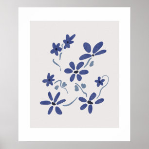 Poster Pequenas Flores Românticas Azuis