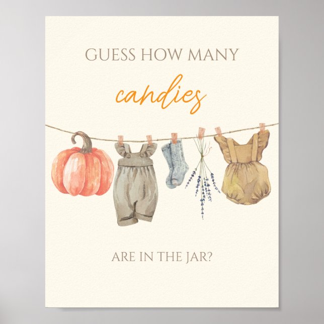 Poster Pequenas Roupas De Abóbora Adivinham Quantas Canet (Frente)