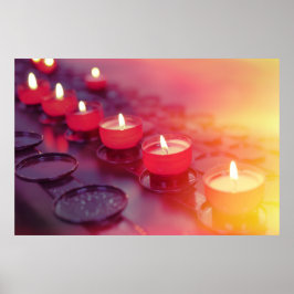 Poster Pequenas velas de fogo na igreja católica