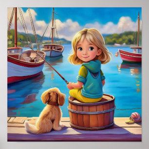Poster Pequenina pescando