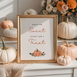 Poster Pequeno Abóbora Outono Baby Shower Bebês são doces
