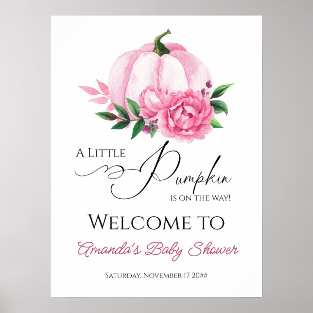 Poster Pequeno Abobrinha Bege Rosa Outono Rústico Chá de  (Frente)