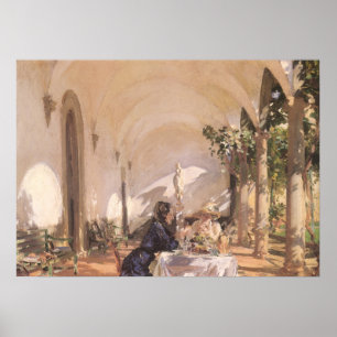 Póster Pequeno almoço no Loggia por Sargent, Victorian d