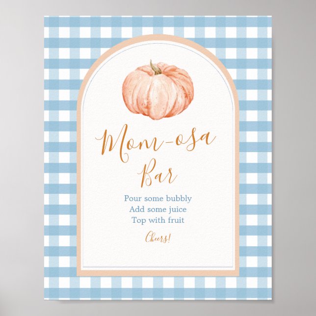 Poster Pequeno Bar Pumpkin Boho Blue Gingham (Frente)