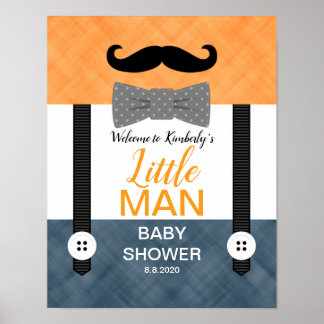 Poster Pequeno bigode bebê chá sinal de boas-vindas