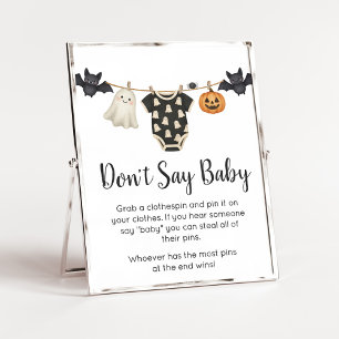 Poster Pequeno Boo Clothesline Bebê não diga sinal de beb