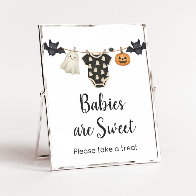 Poster Pequeno Boo Clothesline Bebês são Sinal Doce (Halloween Little Boo Clothesline Baby Shower Sign)