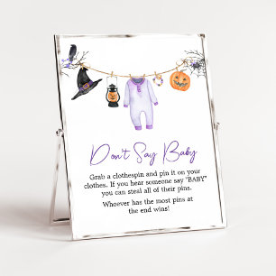 Poster Pequeno Boo Halloween Roxo Não diga amor