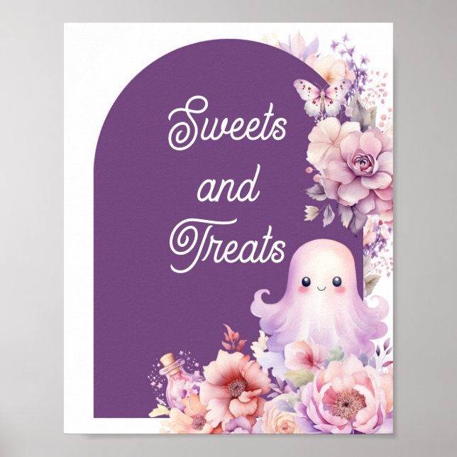 Poster Pequeno Boo Purple Halloween Sweets e guloseimas (Frente)