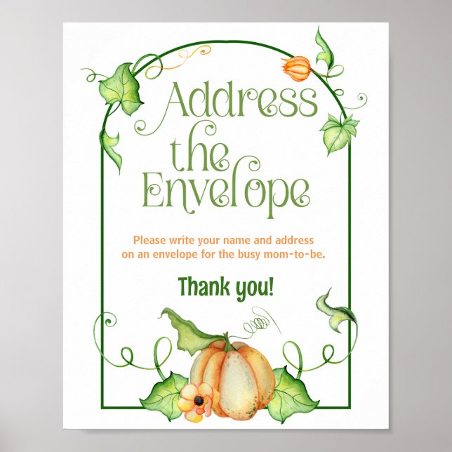 Poster Pequeno Chá de Abóbora Endereço do Envelope (Frente)