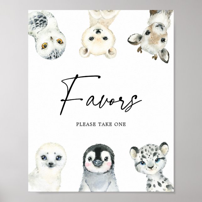 Poster Pequeno Chá de fraldas Ártico Favorece Sinal (Frente)