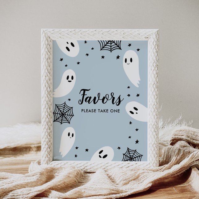 Poster Pequeno Chá de fraldas Azul do Halloween Sinal de  (Criador carregado)