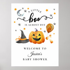 Poster Pequeno Chá de fraldas Boo Halloween Pumpkin bem-v