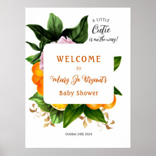 Poster Pequeno Chá de fraldas Cutie Floral e Fruta