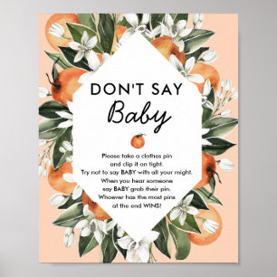 Poster Pequeno Chá de fraldas Cutie Não Diga Sinal de Jog