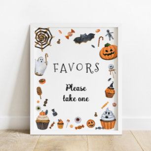 Poster Pequeno Chá de fraldas de Boo Halloween