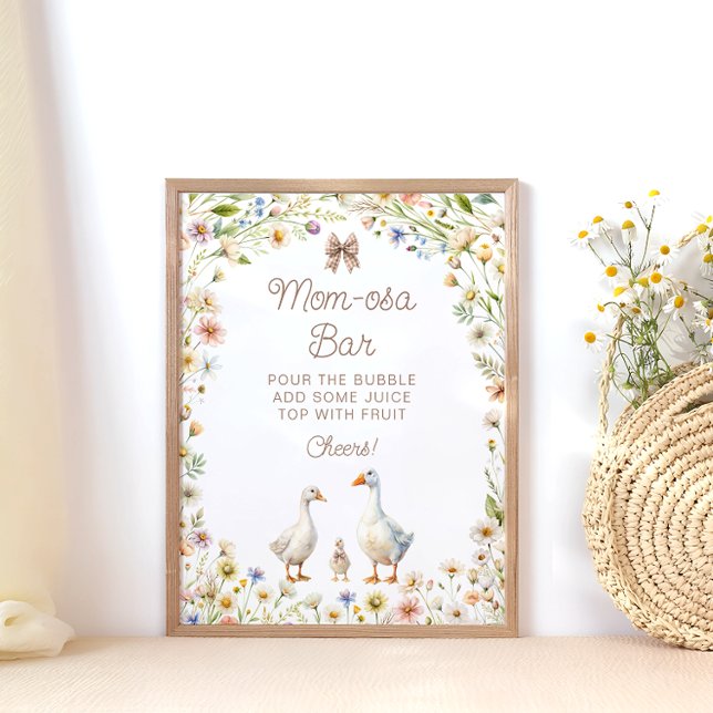 Poster Pequeno Chá de fraldas de Ganso Bar Mãe-osa (Criador carregado)