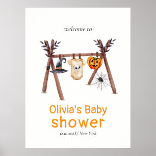 Poster Pequeno Chá de fraldas de Roupas do Boo Halloween