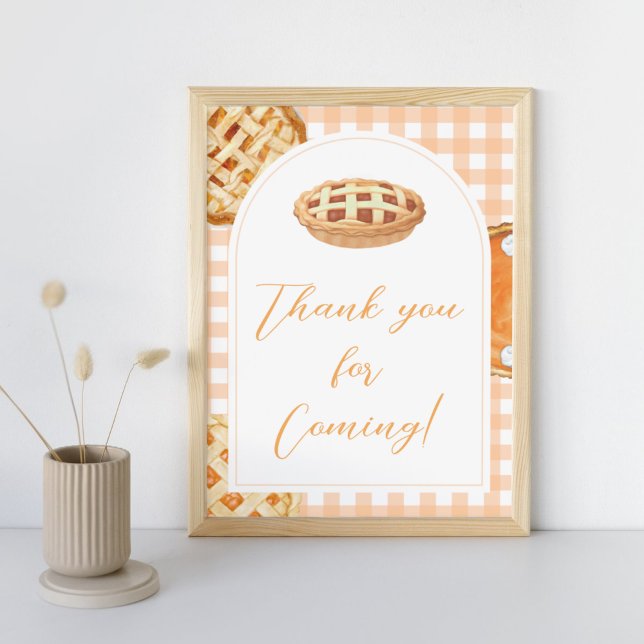 Poster Pequeno Chá de fraldas de tarte de cu Obrigado (Little Cutie Pie Fall Baby Shower Thank you Sign)