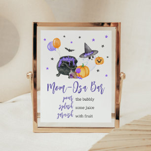 Poster Pequeno Chá de fraldas Fantasma Roxo Bar Mãe Osa