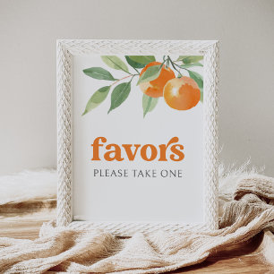Poster Pequeno Chá de fraldas Laranja Cutie Favorece Sina