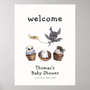 Poster Pequeno cupcake Boo Halloween Boo Bem-vindo