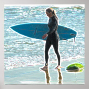 Poster pequeno da menina do surfista