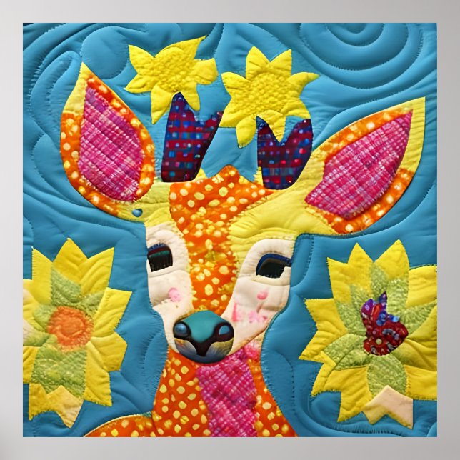 Poster Pequeno Deer Quilt Como Design (Frente)