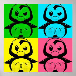 Poster pequeno do pinguim de Tux do pop art