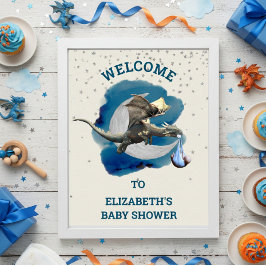 Poster Pequeno Dragão Chá de fraldas Silver Star