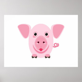 Poster Pequeno e feliz porco rosa