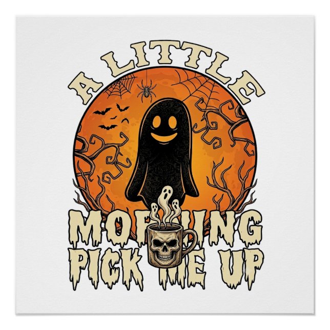 Póster Pequeno Fantasma de Halloween Skull Mu da Manhã (Frente)